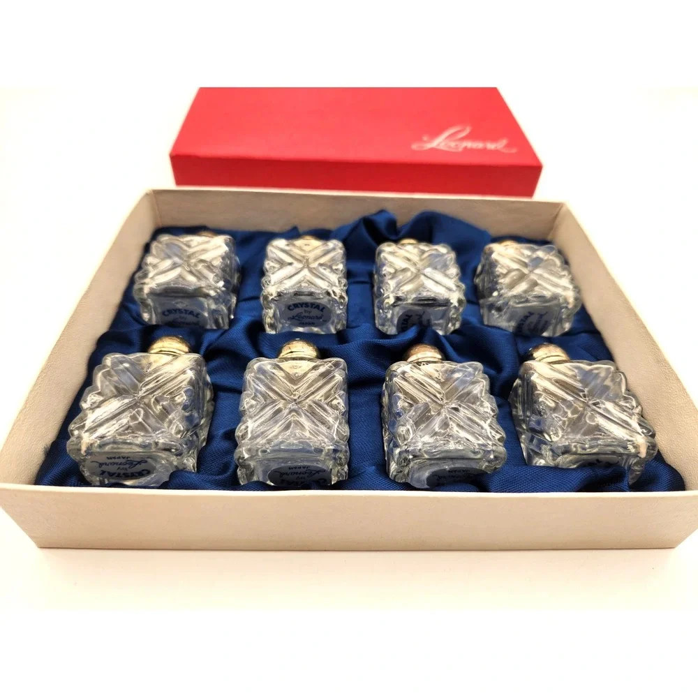 Crystal Leonard Individual Salt Pepper Shakers 8 PC Set Original Box Japan NEW